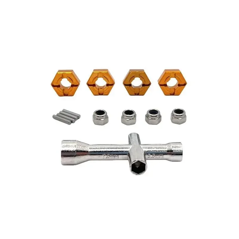 MJX 1/14 1/16 및 SCY 1/16의 RC 자동차에 적합한 금속 예비 부품. 업그레이드 너트, 슬리브, 12mm 어댑터