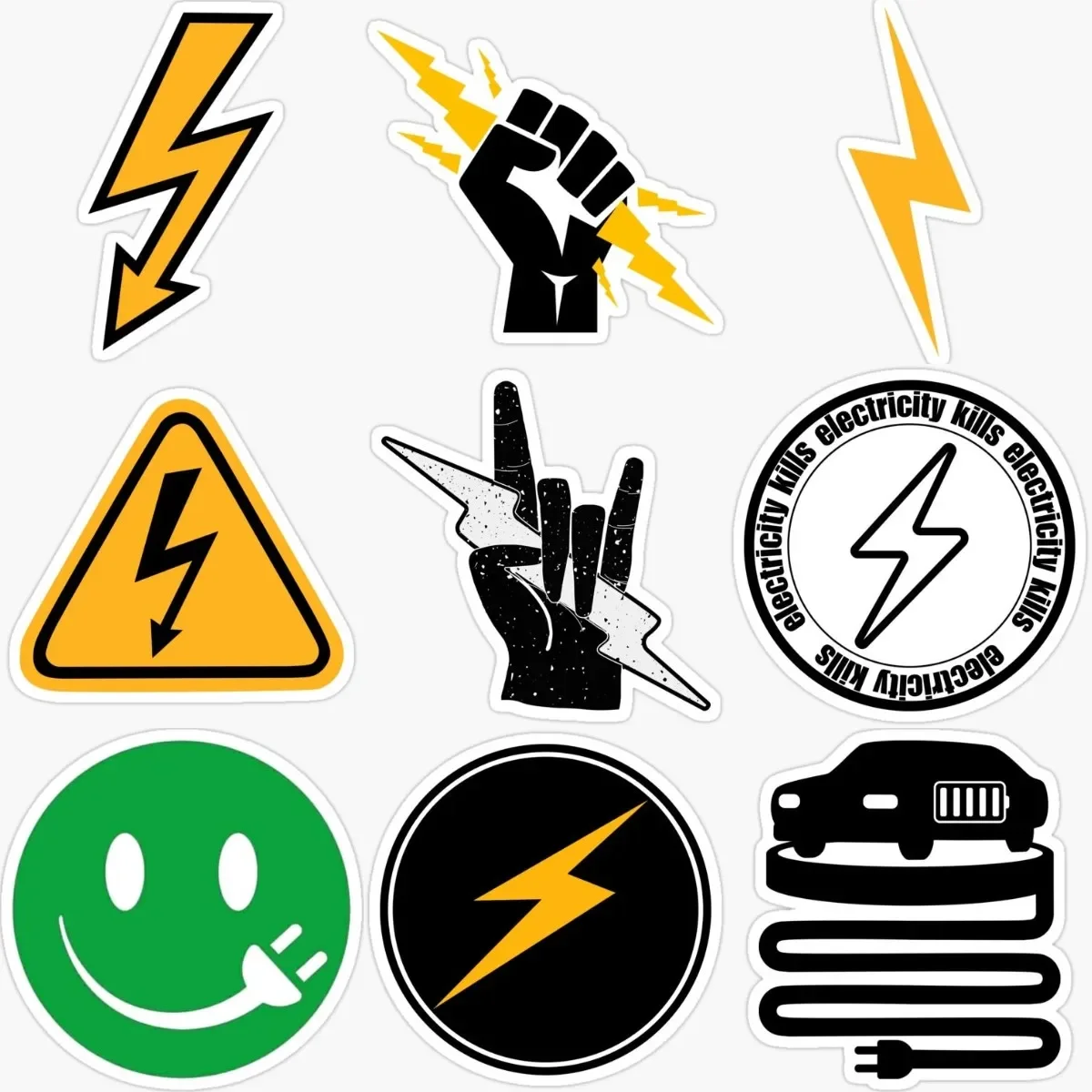 

Zero Emissions Electric Vehicle EV Lightning Logo Emblem Creative PVC Stickers Accessories for Decorate Car Wall Off-road Van