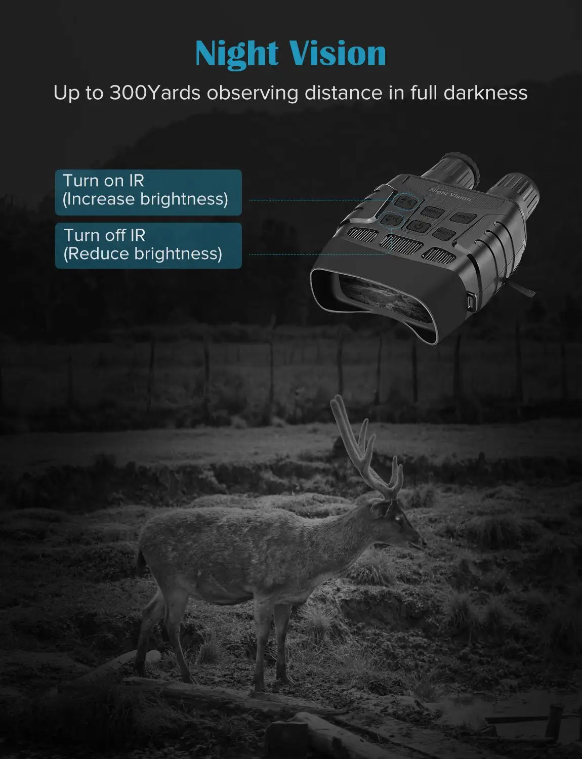 

Digital Night Vision Binoculars Device 300 Yards IR Telescope Zoom Optics 2.3' Screen HD Photo & Video Hunting Camera Recording