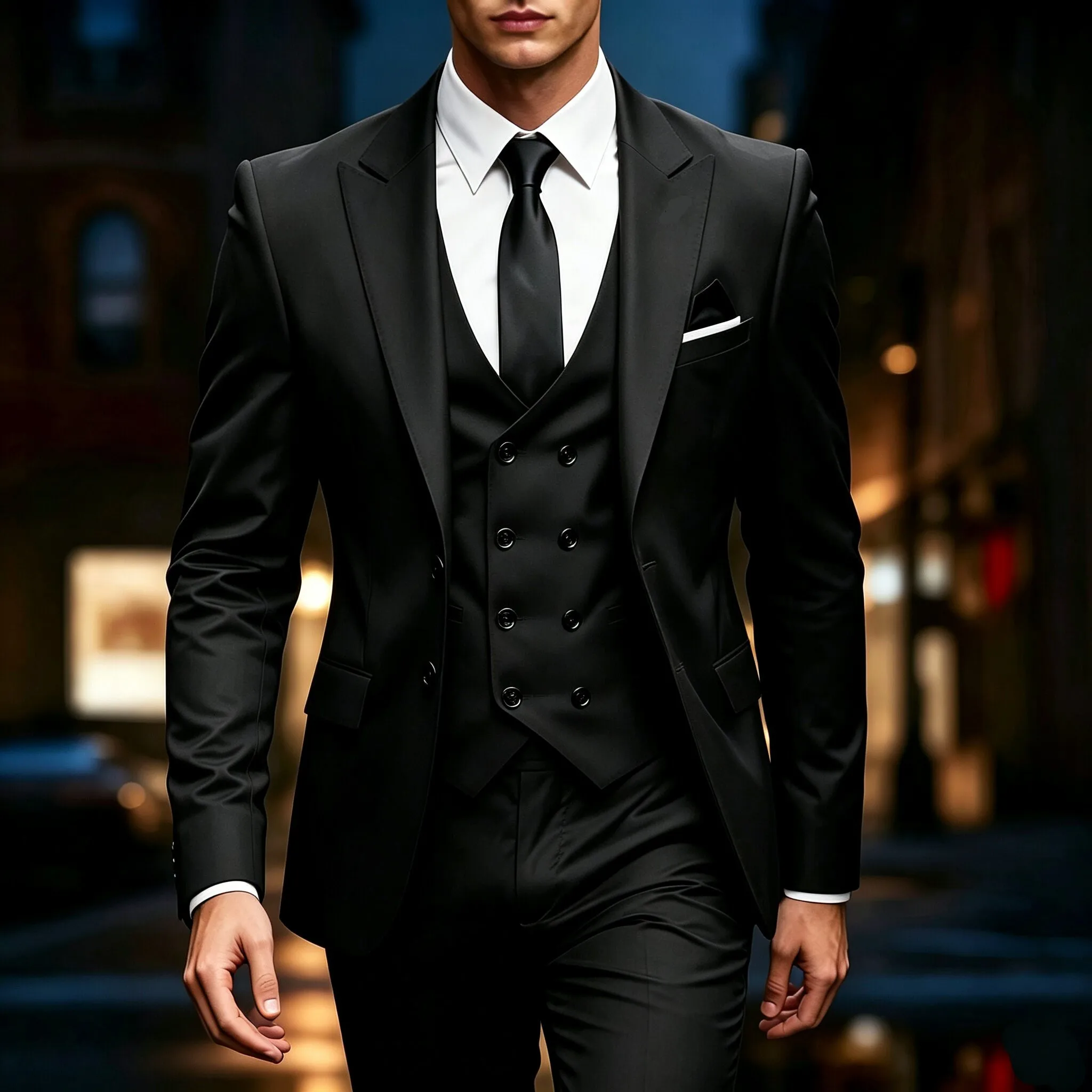 Dreiteiliger Herrenanzug | Hochzeitsanzug mit Blazer und Hose für Abschlussball, Bankett und offizielle Anlässe – Detail 7