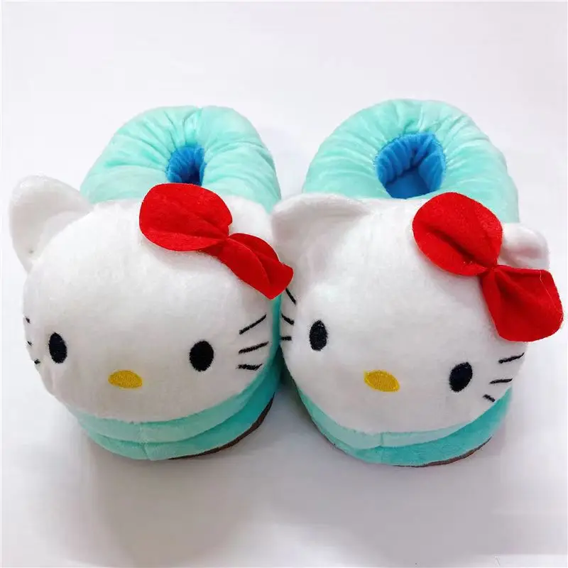 Sanrios Cotton Slippers Child Shoe Autumn Winter Super Soft Velvet Kawaii Cartoon Anime Figure Indoor Round Keep Warm Home Shoes