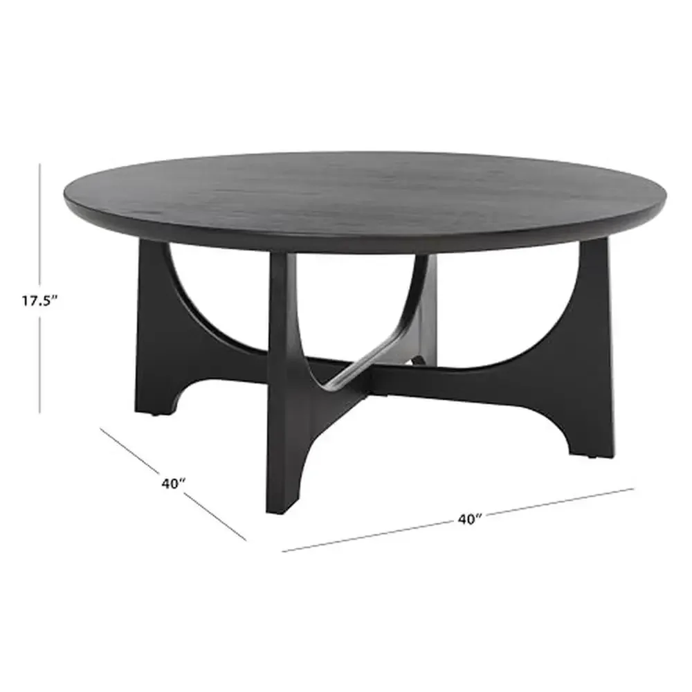 Contemporary Black Round Coffee Table Couture Chic Designer Details Sturdy Construction 40