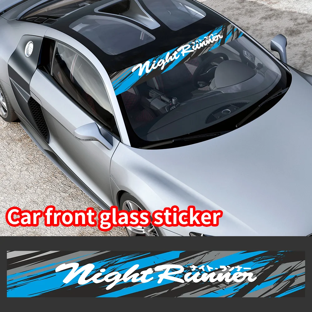 NIGHT RUNNER Car Sunshade Stickers Cool Front Rear Windshield Window Decals Auto Accessories Waterproof Sunscreen Vinyl Decal