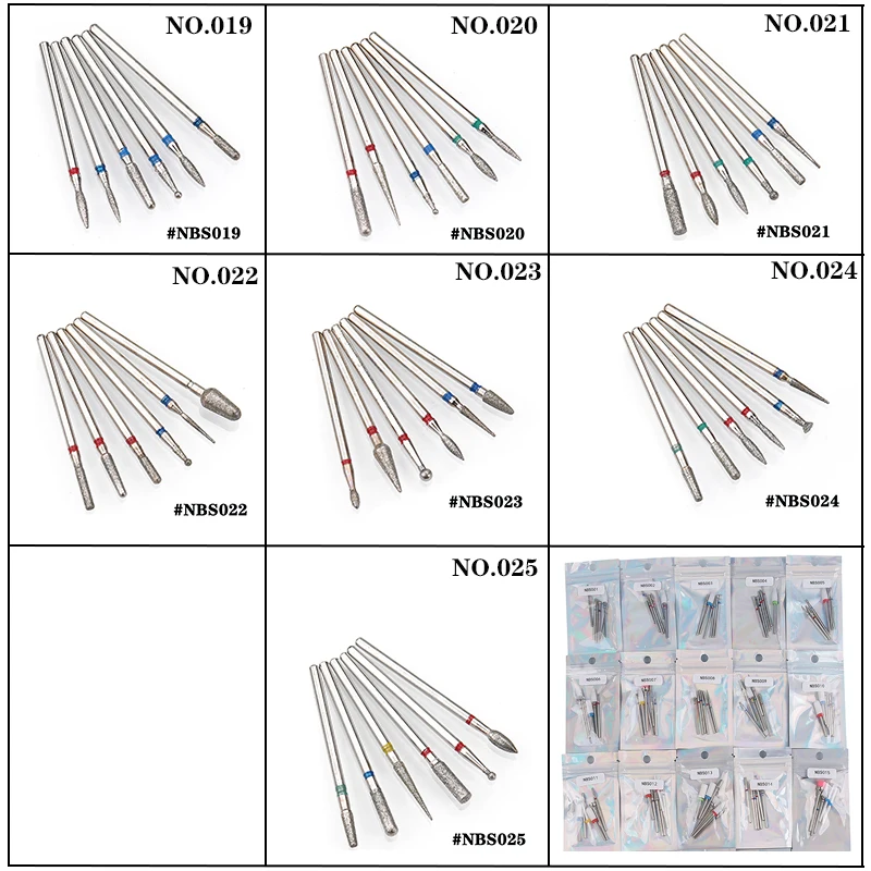 6 teile/satz Diamant Nagel Bohrer Elektrische Fräser Für Pediküre Nagel Dateien Häutchen Grat Maniküre Bohrer Maschine Zubehör