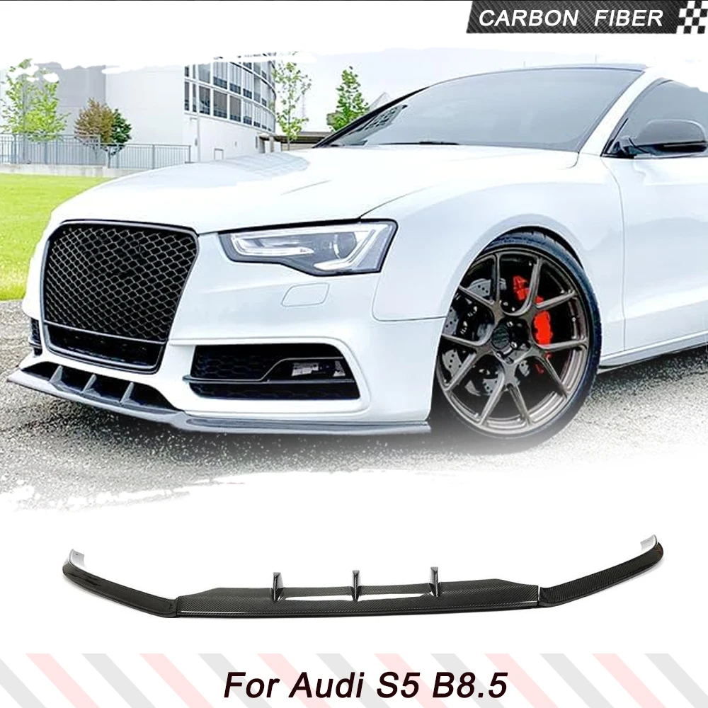 

Carbon Fiber Car Front Bumper Lip Spoiler Apron Splitters for Audi S5 B8.5 2012-2016 FRP Black Racing Chin Lip 3PCS