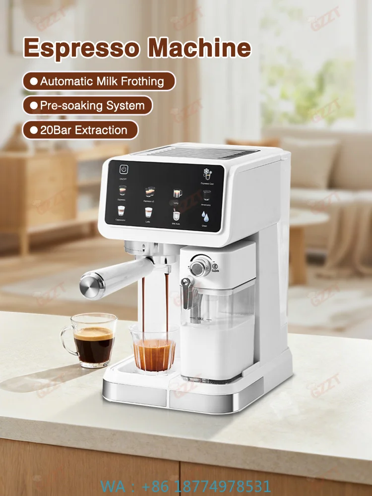 Semi Automatic Intelligent Integrated Espresso Maker, 51MM High‑pressure Milk Frothing 500ML Milk Container for Office Coffee