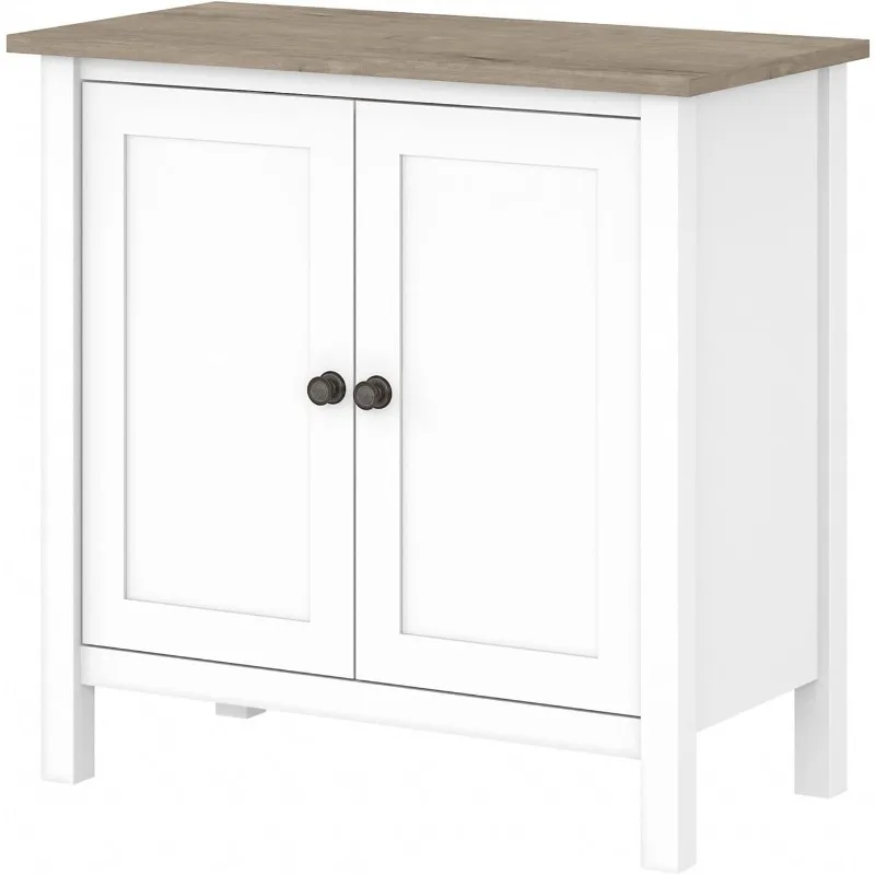 Mayfield Accent Storage Cabinet with Doors in Pure White and Shiplap Gray | Storage for Home Office Workspace