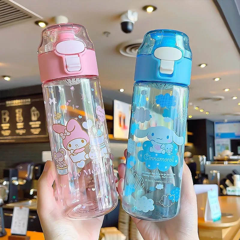 550ml Kawaii Sanrio Water Bottle Kuromi Cinnamoroll Cartoon Anime Glass Cup Sleeve Toys for Kids Kawaii Bottle Gift Water Cup