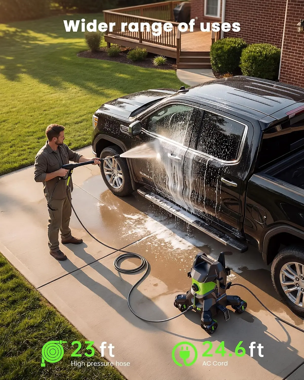 5000PSI 3.0GPM High Pressure Washer With 4 Quick Connect Nozzles and Foam Cannon for Car Patio Driveway Cleaning