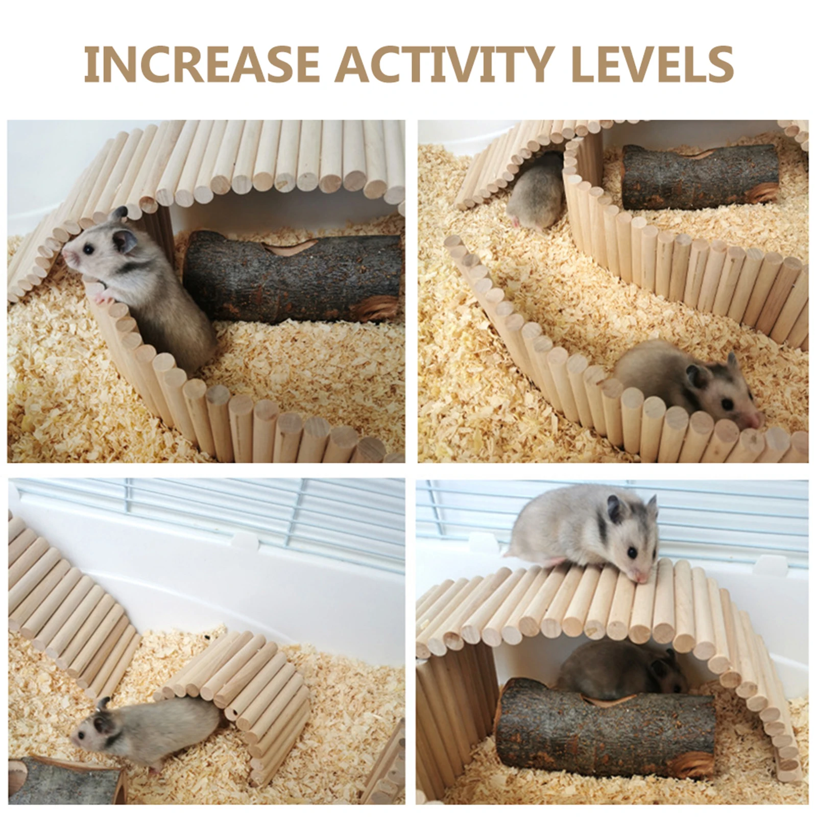

Wooden Hamster Stair Fence Climbing Toy Ladder Cage Ornament Rope Hideout Tunnel Pet Diy Guinea Pig House Accessory