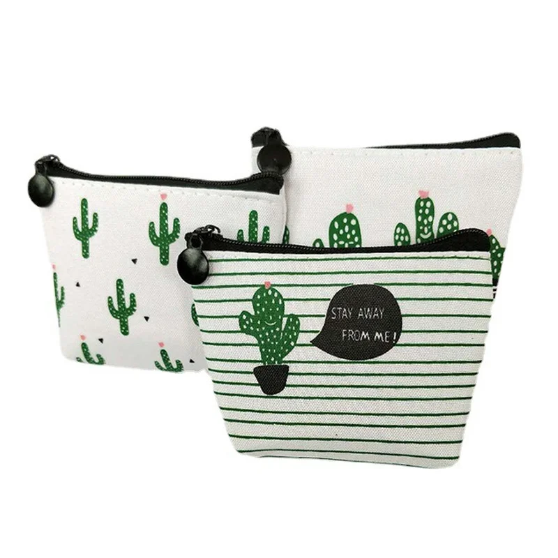 1PC Keys Bag Case Cactus Pattern Mini Wallet Earphone Data Cable Storage Bag Pouch Portable Credit Band Cards Badges Organizer