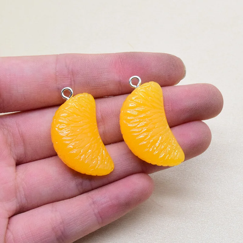 10pcs Cute Mini Orange Flap Resin Charms 3D Crafts Pendant For Earring Keychain Diy Jewelry Making Accessories F187