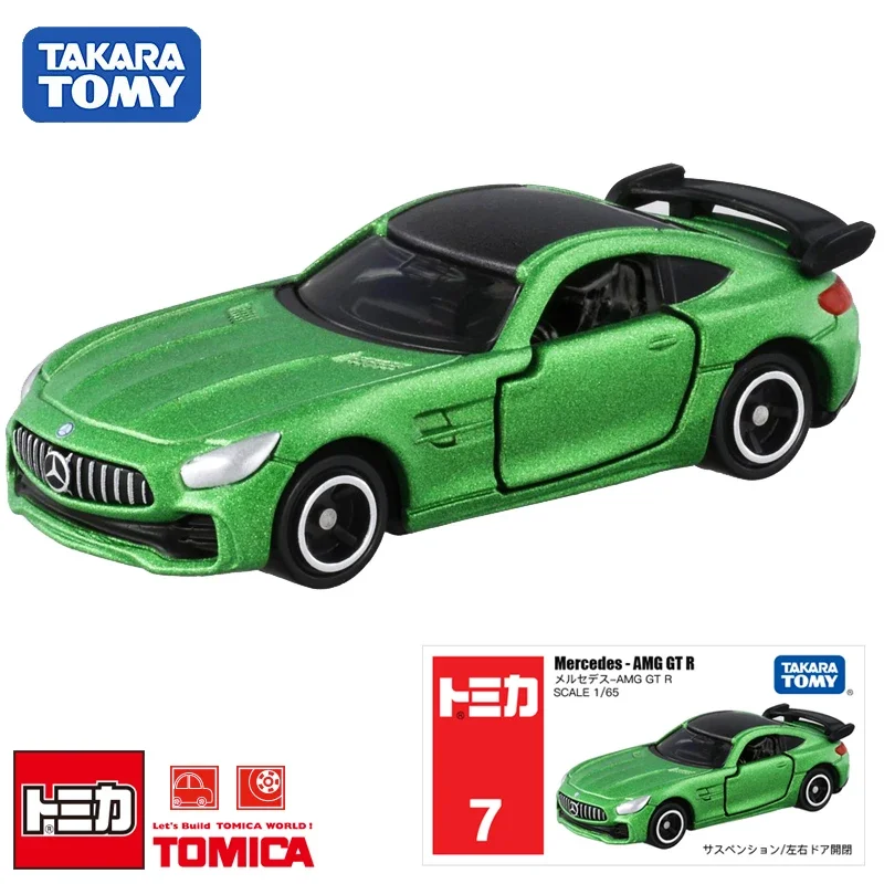 TAKARA TOMY diecast alloy model No. 7 Mercedes-Benz AMG GTR sports car, children's collection decoration toys, children's gifts.