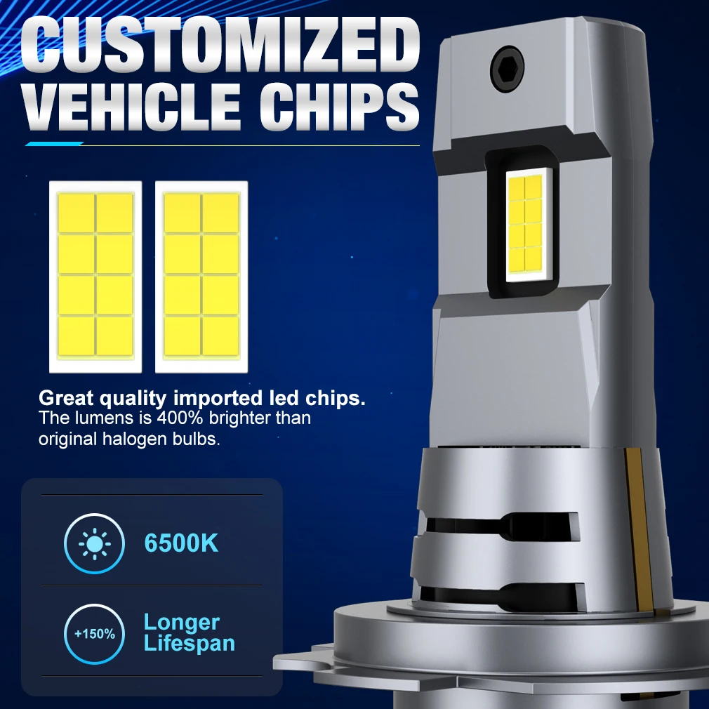 XSTORM H7 LED Bulb Headlight Kit Mini Wireless 60W 20000LM 6500K CSP for Car Headlamp 12V White Auto Diode Lamps H7 Turbo Led