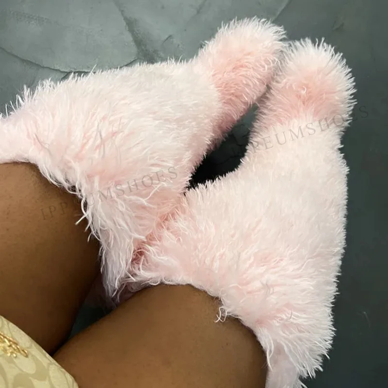 

IPPEUM, женские сапоги из монгольского меха, зимние плюшевые высокие сапоги до бедра, 2021, сапоги выше колена, обувь