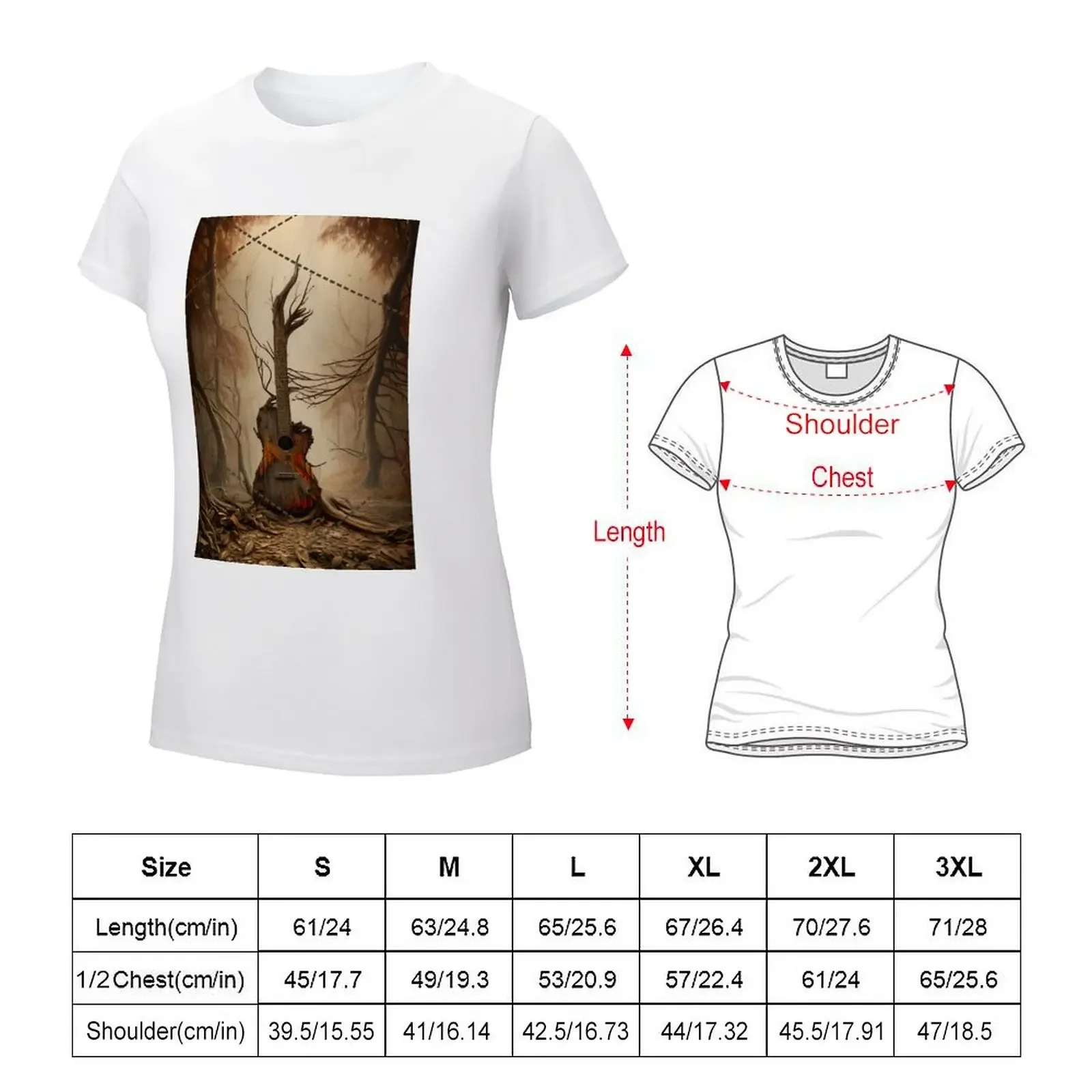 acoustic guitar tree of life guitar player nature guitarist T-Shirt plain aesthetic clothes plus sizes t shirt for Women