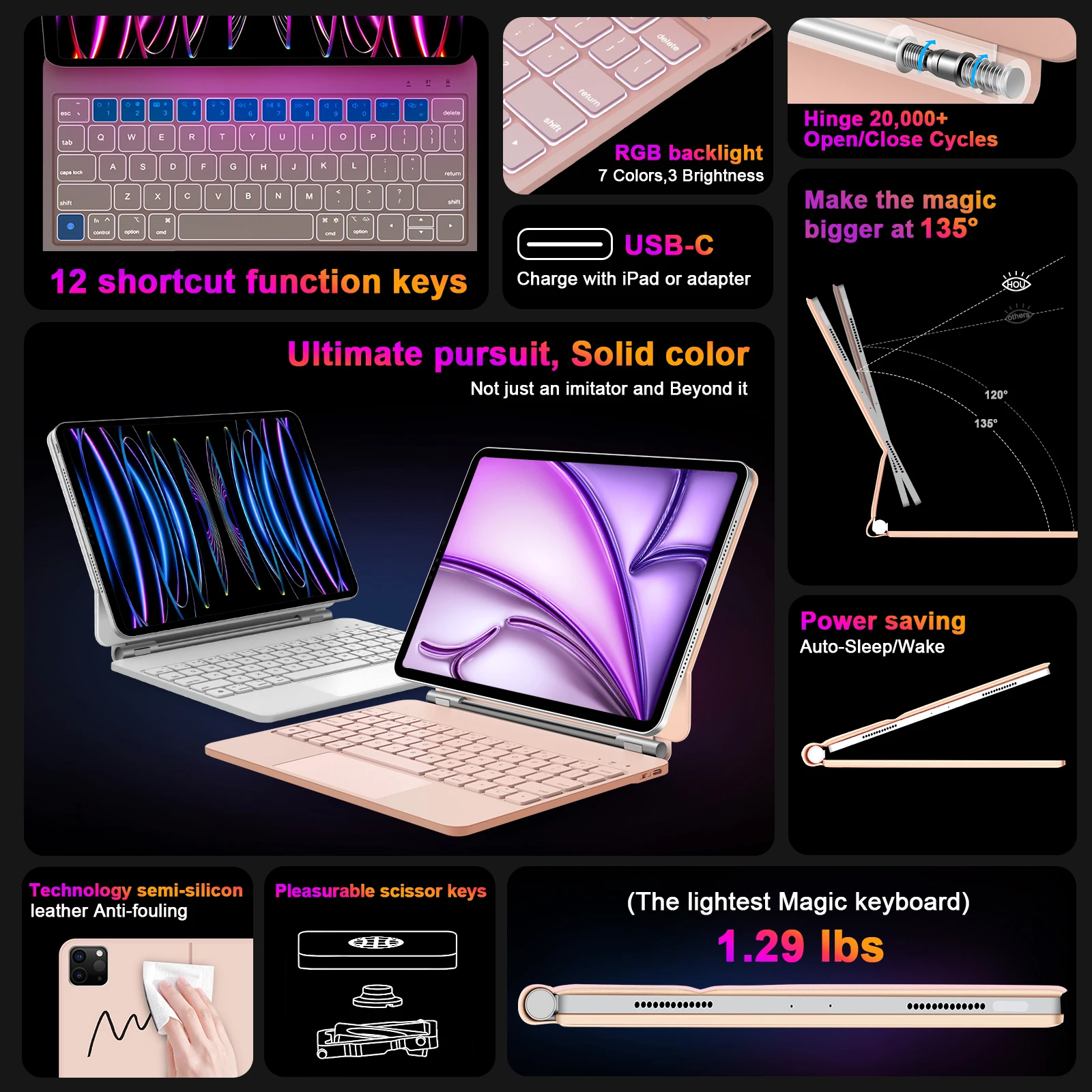 Magic Keyboard for iPad Pro 2024 case iPad Air 2025 for iPad Pro 13 Pro 11 inch for iPad Air 4 Air 5 10.9 iPad 10th generation