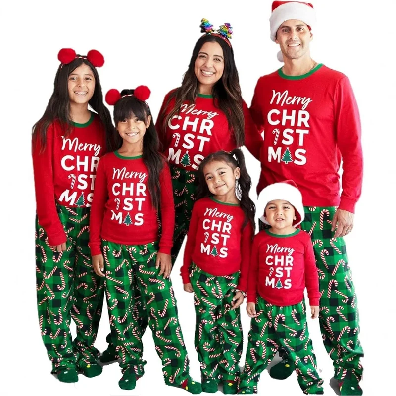 Christmas Family Matching Clothes Girl Boy Sets Father Daughter Long-Sleeved Pyjama Suit Mother Son Baby Cartoon Top Pant 2Pcs