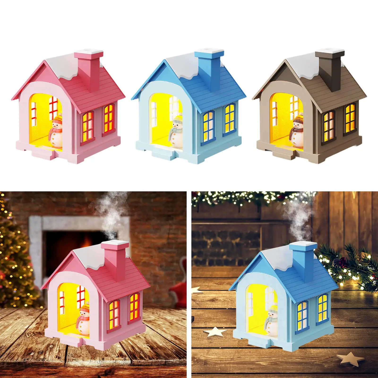 Small Air Humidifier House Shaped with Light for Living Room Yoga Travel