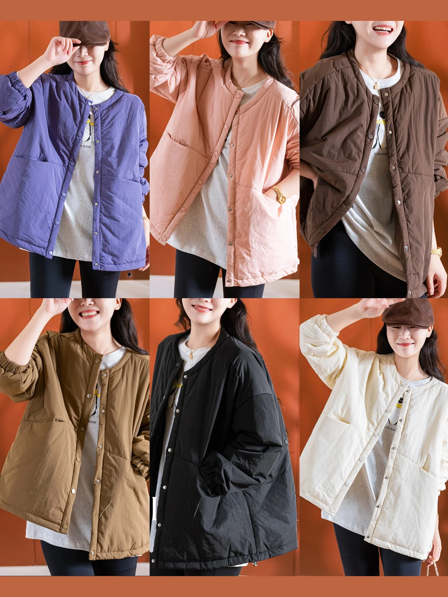 

Женское хлопковое пальто ручной работы с круглым вырезом, на пуговицах, утепленное, с длинными рукавами, свободного кроя, однотонное, осень-зима