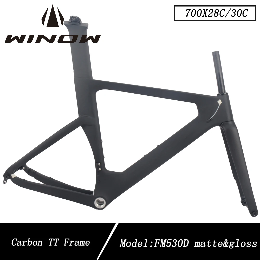 

Winow Road Carbon Frameset 700*28C/30C BSA68 Disc Brake 140MM TT Frames Black Matte Gloss 49/51/54/57CM Carbon Road Bike Frame