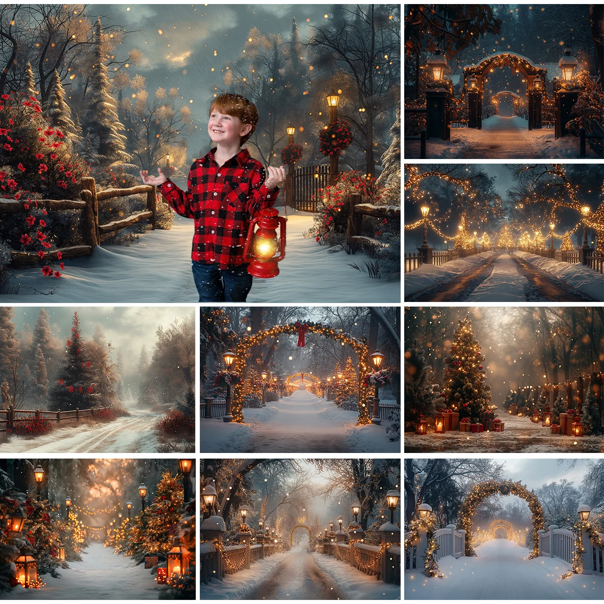 Winter Snowy Forest Backdrops Kids Family Photography Child Adult Photocall Decors Snowflake Jungle Path Backgrounds