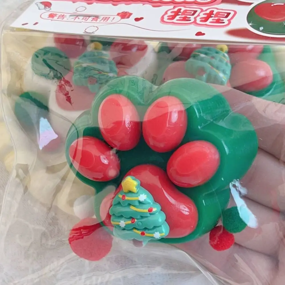 새로운 느린 리바운드 고양이 발 짜기 장난감 크리스마스 트리 소프트 꼬집고 감압 장난감 TPR 재미 있은 스트레스 릴리프 장난감