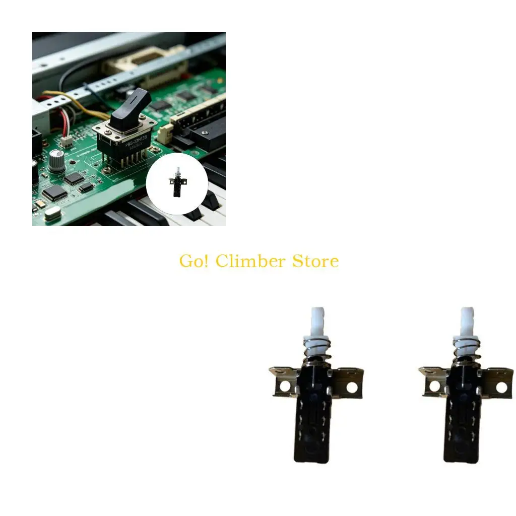 Q84C Panel Mount Piano Amplifier Power Button, 6 Pin Push Button Replacement for Repair and PCB Connection, Black Housing with
