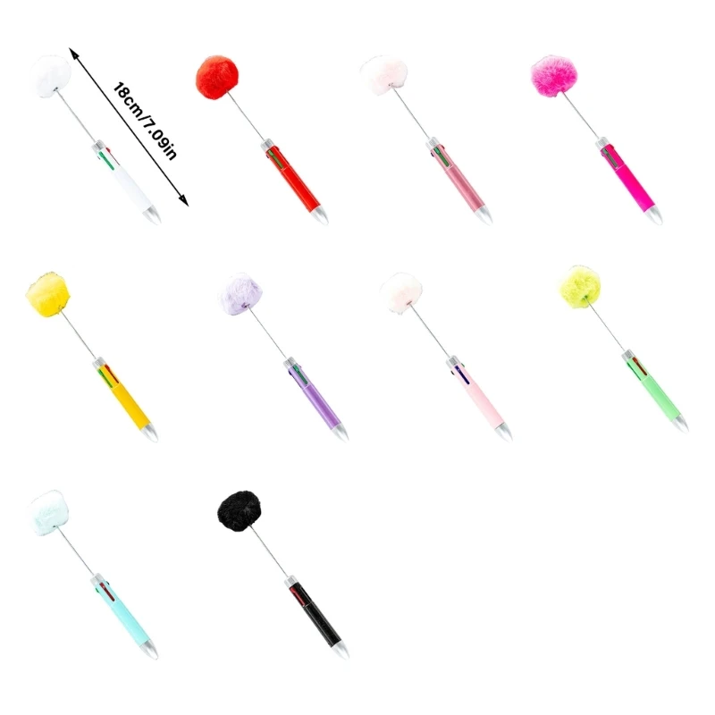 Multicolored Ballpoint Pen 4 Color in 1 Beadable Pen Retractable Ballpoint Pen for Christmas Stocking Fillers