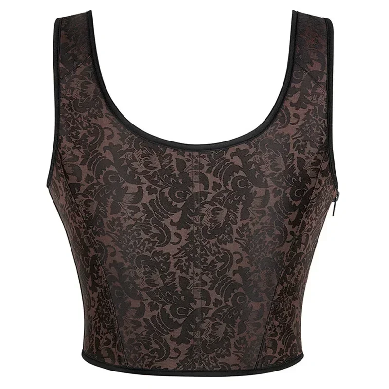 Medieval Vintage Women Corset Crop Top Lace Up Overbust Bustiers With Straps Body Shaper Short Torso Sexy Corselet Vest