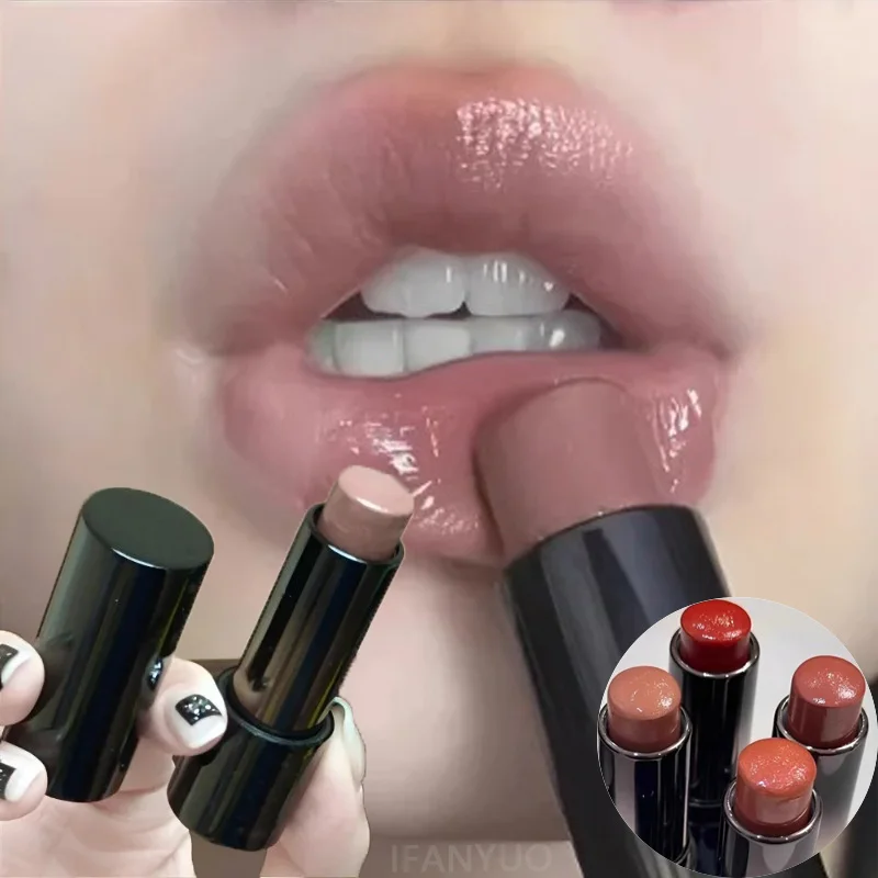 Low Saturation Light Lipstick Nude Brown Color Long Lasting Moisturizing Water Mirror Lip Gloss Natural Rouge Balm Makeup Stick