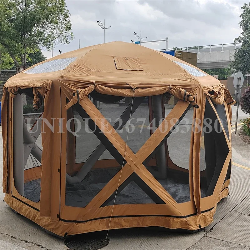 Outdoor Camping Family Inflatable Hexagon Tent Rain Proof Thickened Folding Portable Inflatable Tent