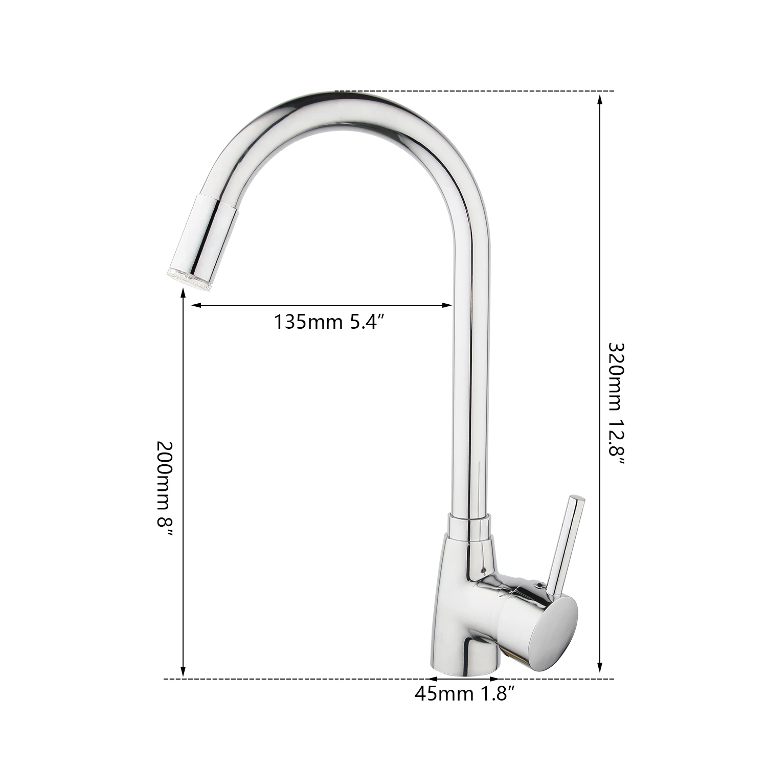 KEMAIDI LED  Kitchen Sink Faucet 360 Degrees Chrome Kitchen Faucets Basin Sink Mixer Deck Mounted Single Lever Tap