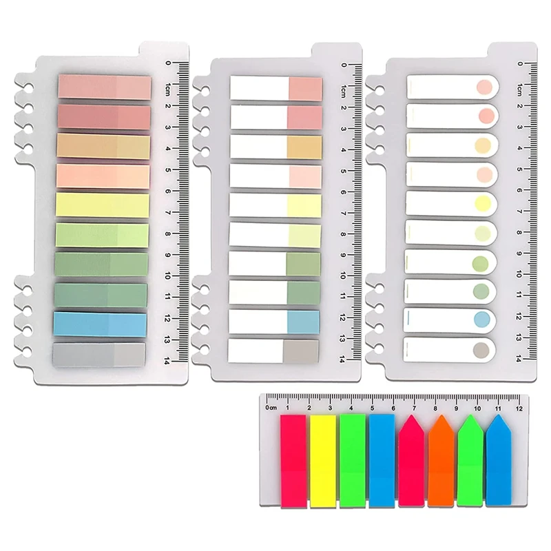 

Sticky Index Tabs, Page Marker Sticky, Translucent Writable And Repositionable File Tabs With Ruler, 4 Pack