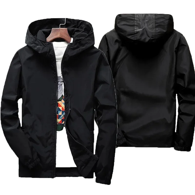 Nuove giacche da trekking all'aperto Cappotto giacca a vento con cappuccio impermeabile Uomo Autunno Tattiche di pesca casual Giacche militari in tinta unita 7XL