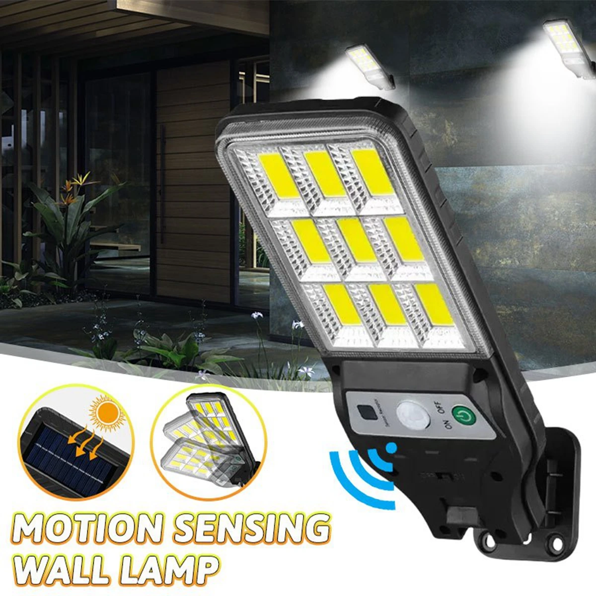 

COB Outdoor Solar Lights Motion Sensor Solar 3 Modes Waterproof Security Wall Lighting for Patio Garden Door Street Light