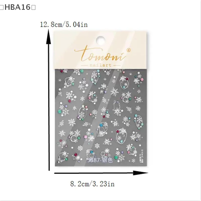 [[HBA16] لطيف ملون البولكا نقطة الثلج مسمار الفن ملصقات النساء مسمار الفن طباعة تنقش ملصقات احتفالية مسمار ديكور