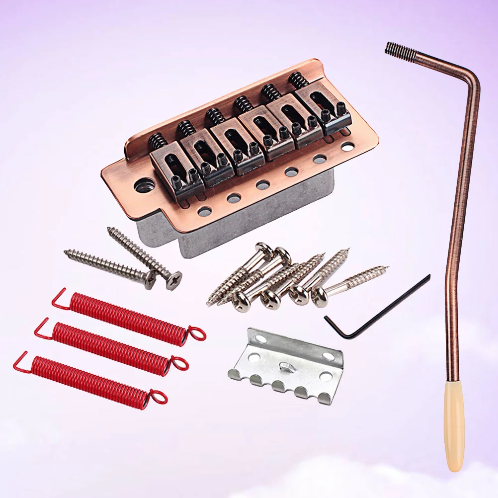 

1 Set 6 String Flat Saddle Single Tremolo Bridge Replacement For Electric Guitar Bronze Alloy Die-Cast Hardtail Fixed Bridge Kit