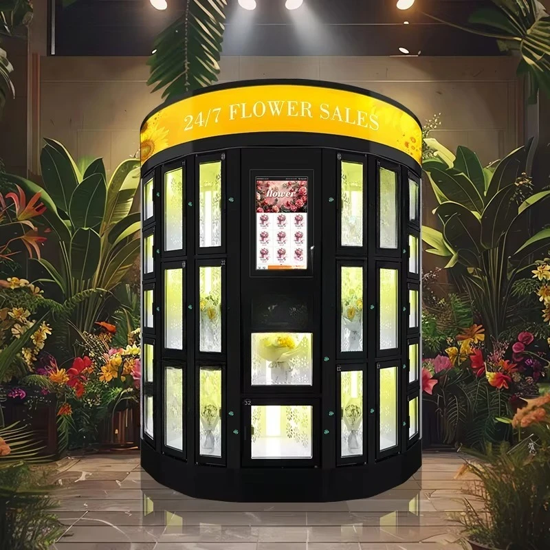 Customized Flower Vending Machine with Auto Door Compressor Cooling SDK Enabled 24/7 Operation Factory Direct