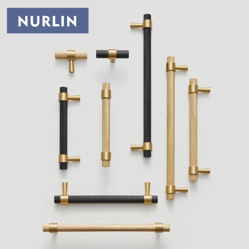 Nurlin Messing Diamantschliff Kreuz Rändelmuster Schranktürgriff T-Bar Schublade Kleiderschrank Pull Drop Shipping verfügbar