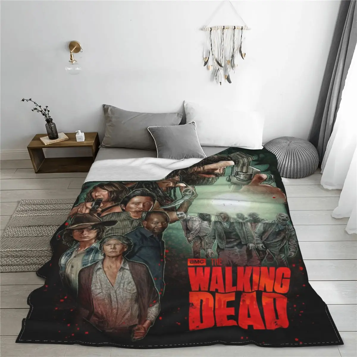 The Walking Dead Coral Fleece Plush Throw Blanket Horror Movie Daryl Dixon Rick Grimes Blanket for Home Outdoor Ultra-Soft Quilt