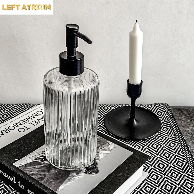 Light Luxury Sub-bottling Large-capacity Glass Hand Sanitizer Bottle Shower Gel Press Bottle Soap Liquid Lotion Empty Bottle