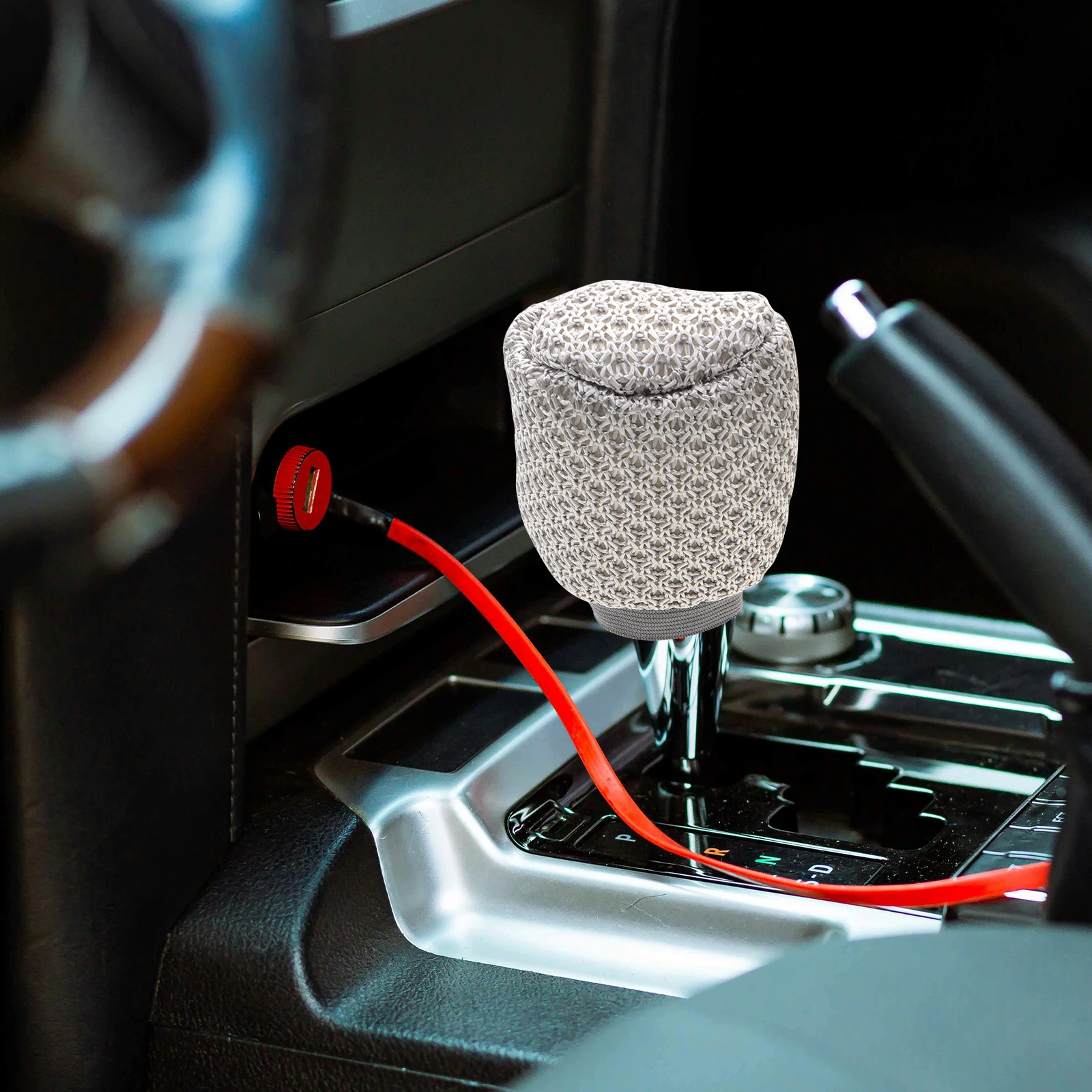 

2 pcs Gear Shift Cover Knob Protector Universal Fit for Car Automatic Round Breathable Replacement Decorative