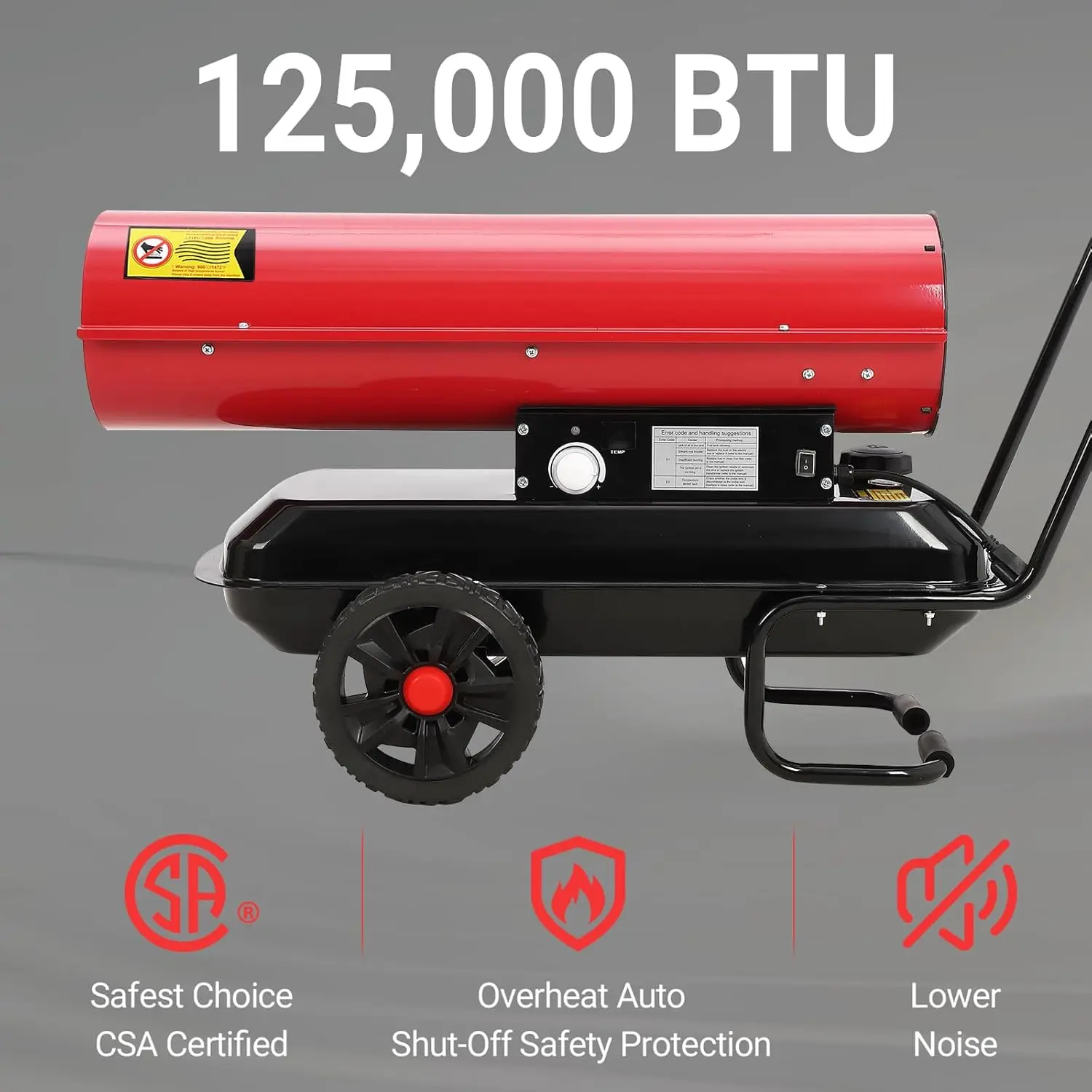 Kerosene Diesel Heater with Wheels, Portable Torpedo Space Heater with Thermostat Control for Outside, Jobsite, Garage, and Cons