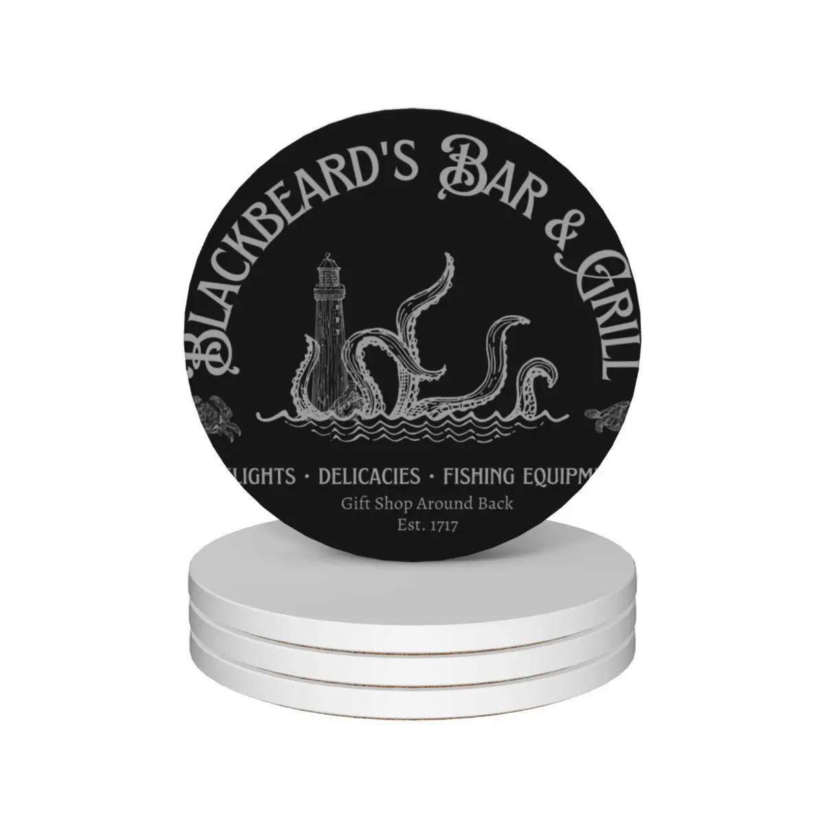 

Blackbeard's Bar & Grill Ceramic Coasters (Set of 4) for ceramics drink set mug mat Coasters