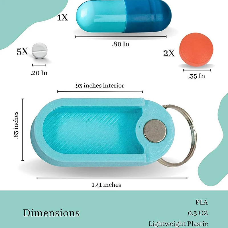 Portable Pill Box with Keychain, Waterproof Keychain, Mini Pill Organizer Case, Travel Pill Container for Outdoor Camping