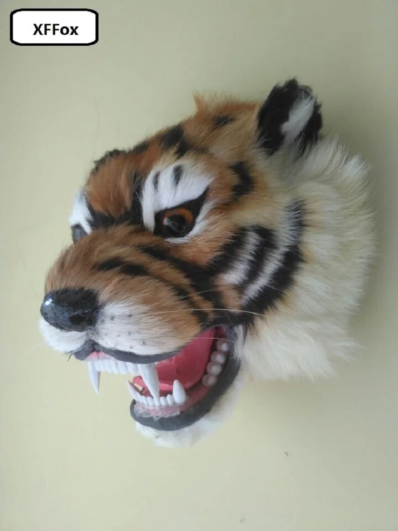 

simulation tiger head model polyethylene&furs real life open-mouth head gift 23x15x22cm xf975