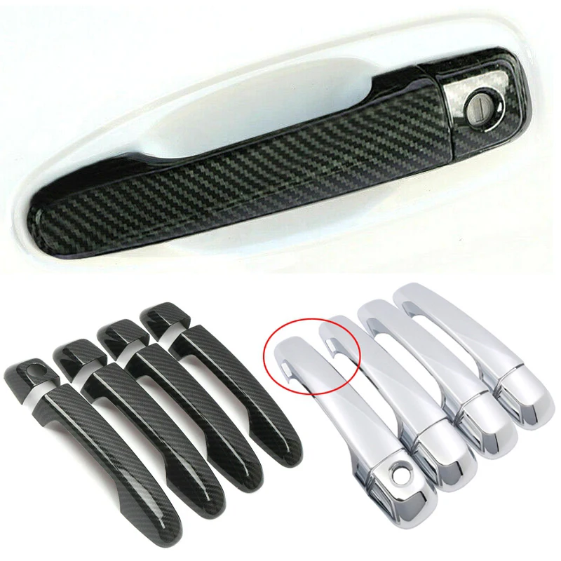 

For Toyota 4 RUNNER/HILUX SURF 5th 2010-2019 Car Door Handle Covers Overlays Protection Catch Sticker Chrome/Carbon Fiber Style