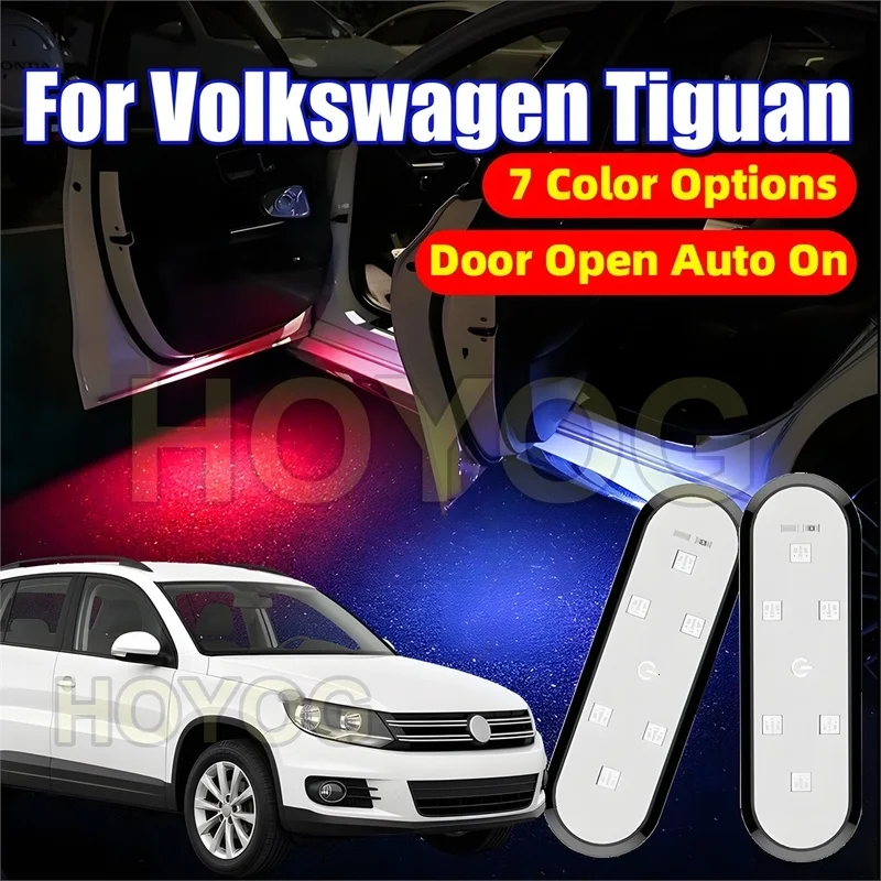 Fit for Volkswagen Tiguan 2007-2016 USB Rechargeable Wireless Car Door Light with a Magnetic Sensor for Door-Opening Warning