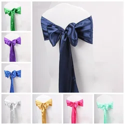 Colourful Satin Chair Sash Wedding Decoration Bow Tie Knot Band Birthday Party Hotel Show Shiny Colour Luxury Design